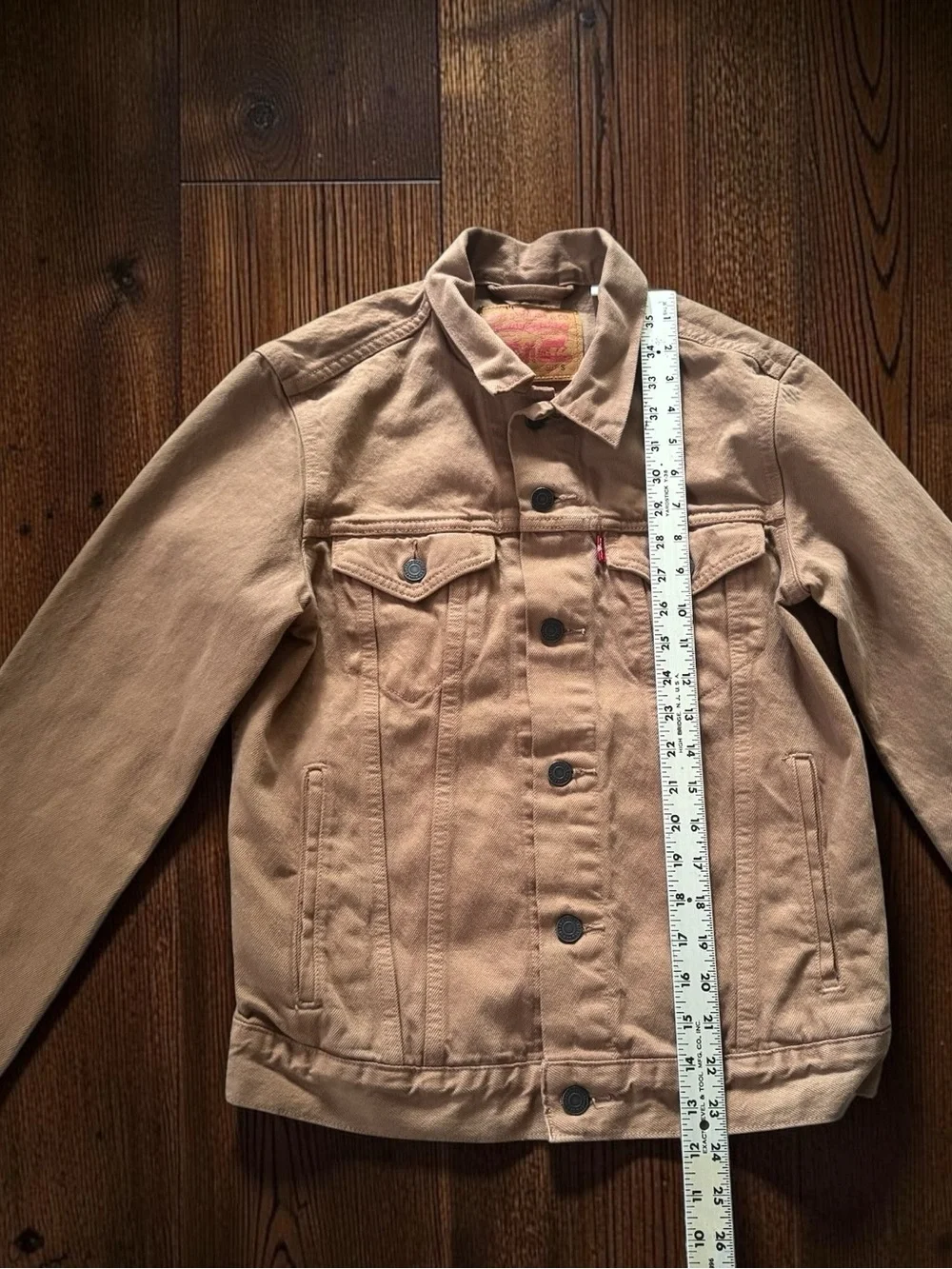 Levi’s Trucker Jacket Mens Small Tan Khaki Denim Jean Jacket Cotton Classic